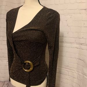 SHEIN Dark Brown Top with Gold shine!